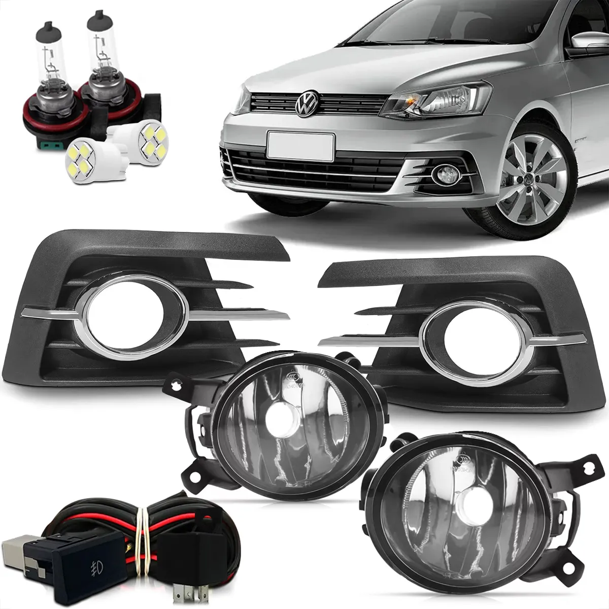 Kit Faros Antiniebla para Gol / Voyage G7 (2016 a 2018) – Completo con Botón Original