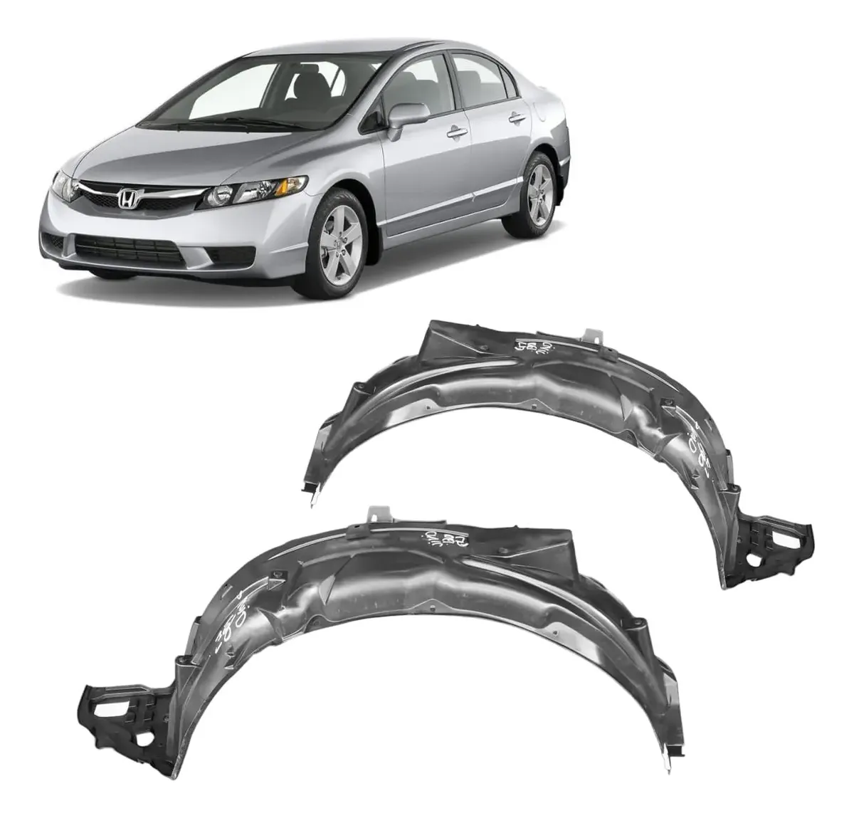 Par de revestimientos de paso de rueda interior para el nuevo Civic (2006–2010)