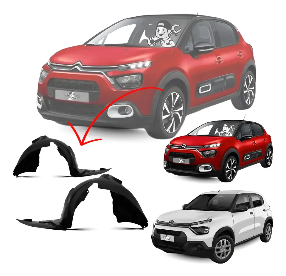 Guardabarros pasarueda para Citroën C3 2021 2022 2023 2024 2025 2026 derecho