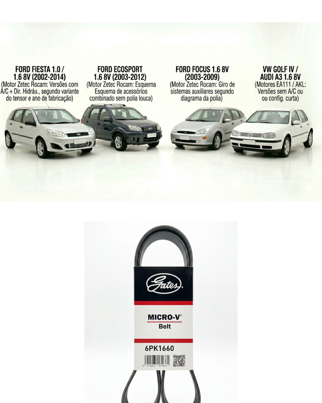 Correa Multi V / Serpentina Gates 6PK1660 (Micro-V®)