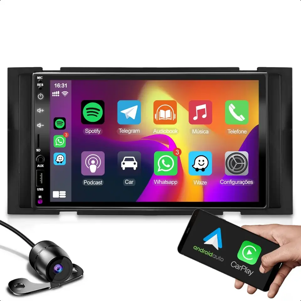 Multimedia 2 Din 7” + Moldura de Panel + Cámara de Reversa