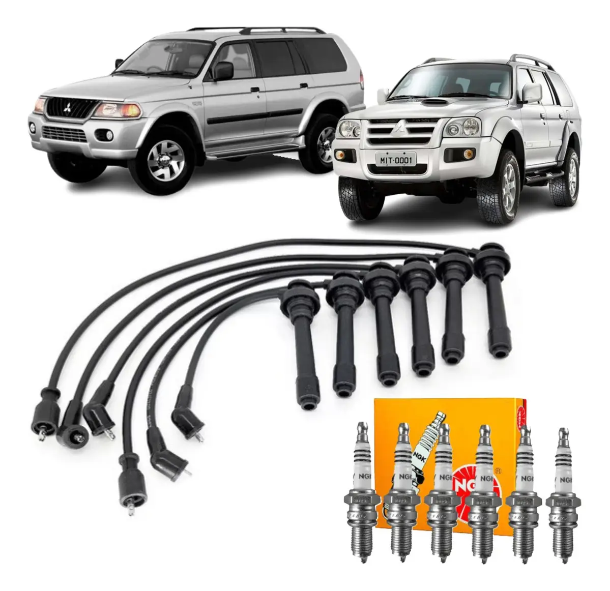 Juego de cables de bujía + 6 bujías NGK para Pajero Sport 3.0/3.5 V6 24V