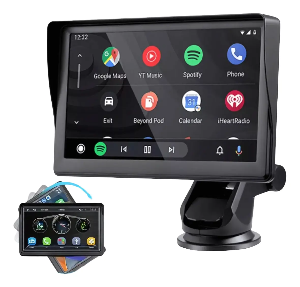 Pantalla multimedia táctil portátil de 360° para parabrisas, C-play, A-auto