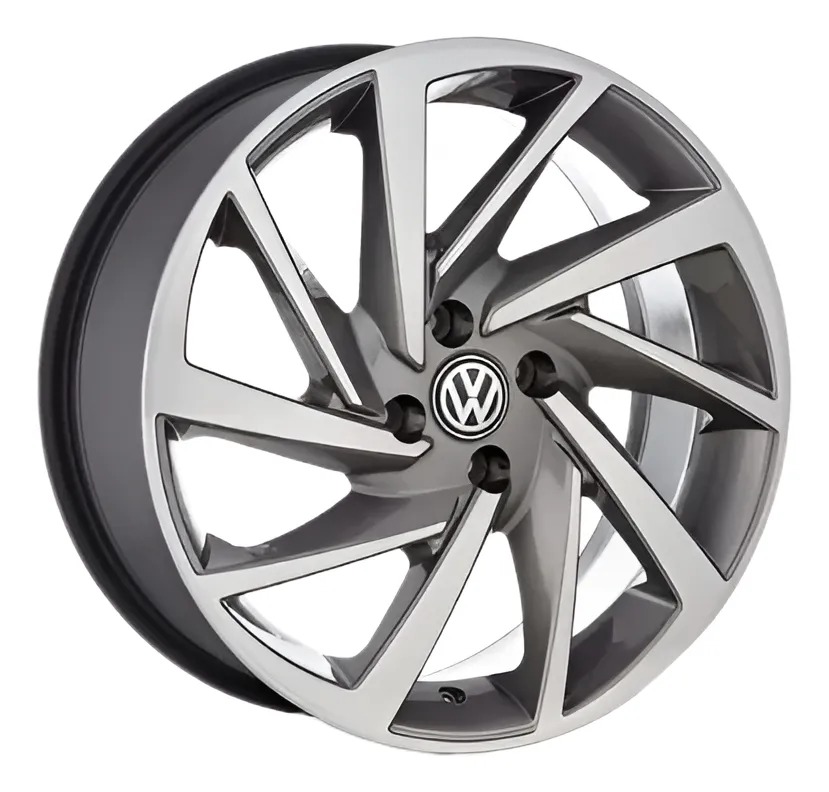 Juego de ruedas vw, llanta 14 4x100 + boquillas de diamante color grafito