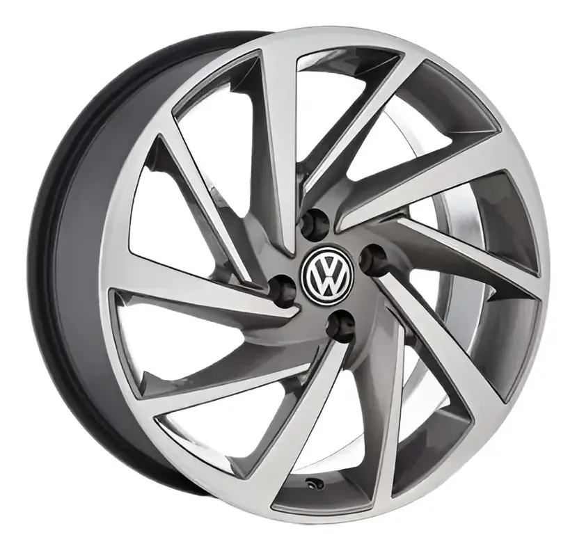 Juego de ruedas vw, llanta 14 4x100 + boquillas de diamante color grafito