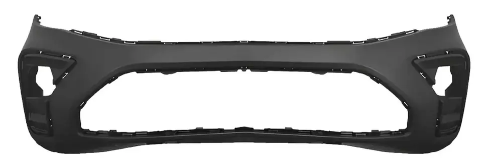 Parachoque delantero para Saveiro Trendline 2023 a 2025 con orificio, color negro.