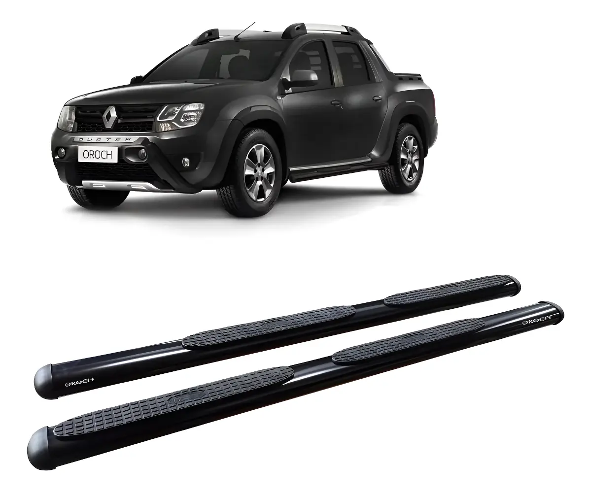 Estribo tubular ovalado negro para Duster Oroch