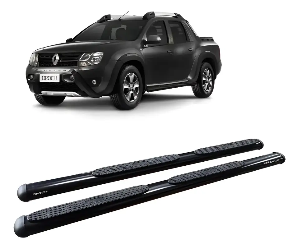 Estribo tubular ovalado negro para Duster Oroch