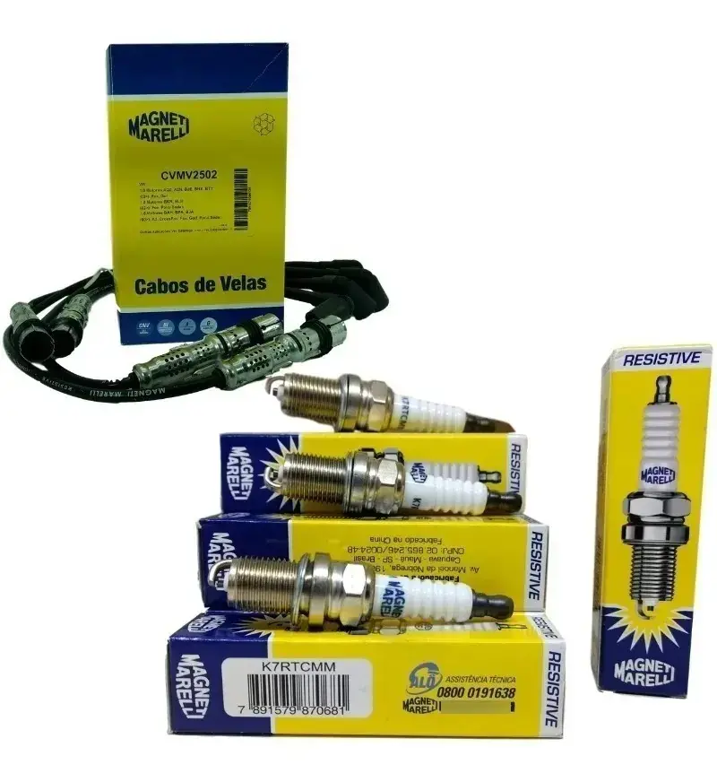 Kit de Cables y Bujías Magneti Marelli para VW Fox, Gol, Polo, SpaceFox, Voyage y Saveiro 1.0 / 1.6 EA111