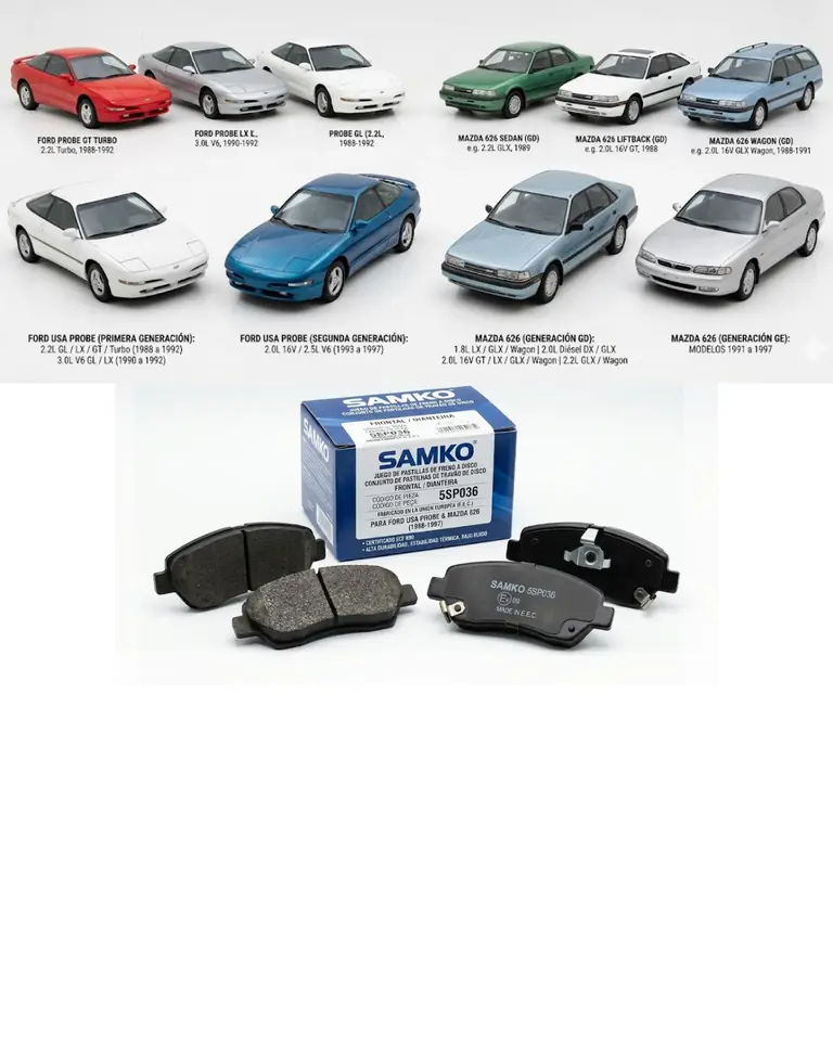 Juego de Pastillas de Freno Delantero Samko — Ford USA Probe & Mazda 626 (Modelos 1988 a 1997)