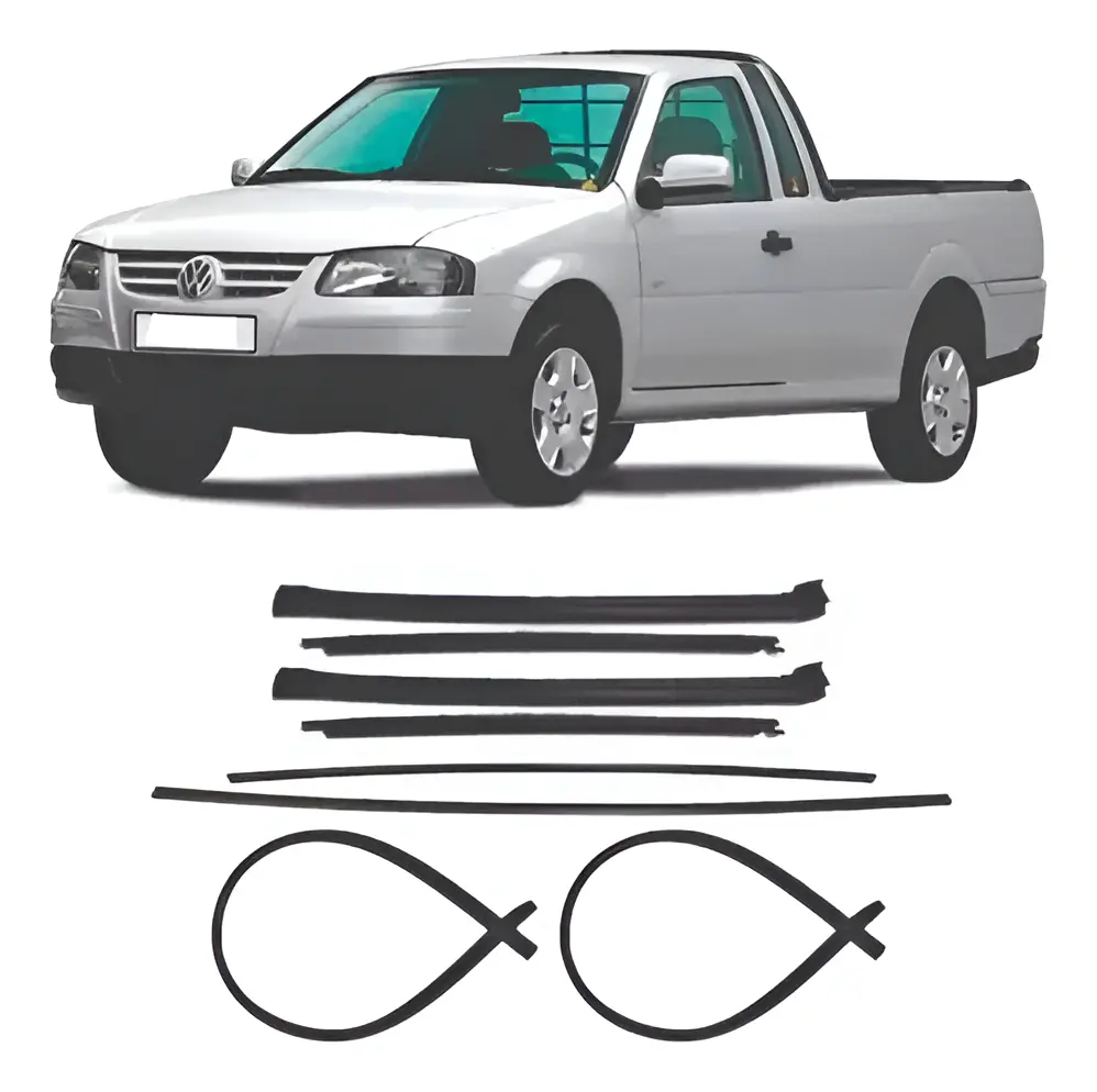 Kit Completo de Molduras y Burletes para Parabrisas Volkswagen Saveiro G3/G4 2 Puertas