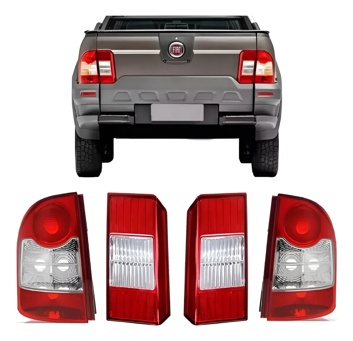 Kit Completo de Faros Traseros Rubí para Fiat Strada (2008 a 2014) – Lado Derecho e Izquierdo
