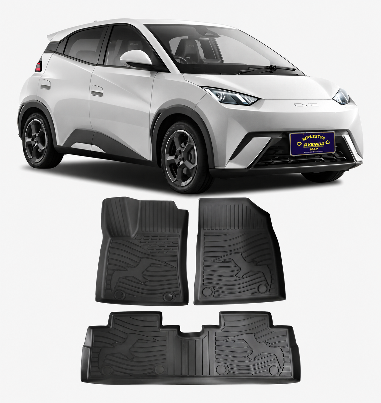 Juego de Alfombras de Goma para BYD Dolphin Mini / Seagull – 3 Piezas