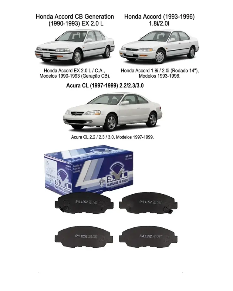 Juego de Pastillas de Freno Delantero SYL — Honda Accord, Civic & Acura CL