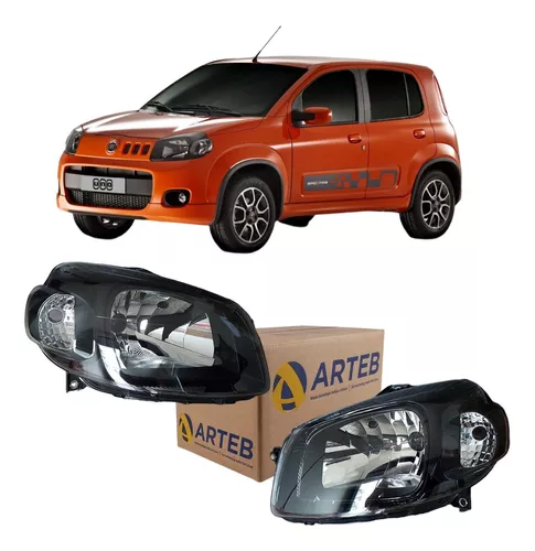 Par De Faros Originales Máscara Negra Fiat Uno Novo Way 2010/2016