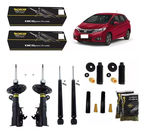 4 Amortiguadores Monroe + Kits Axios Honda Fit City 2015/2021
