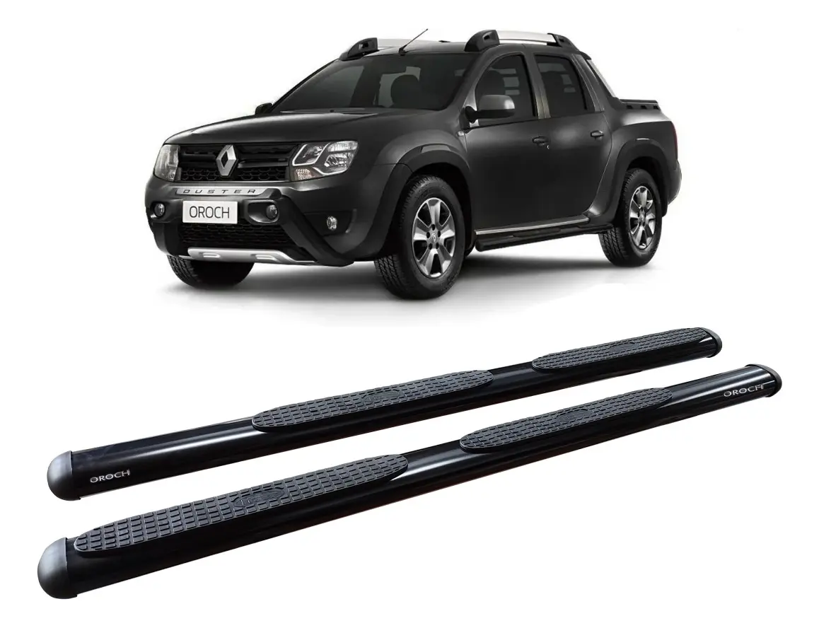 Par Estribo Duster Oroch Tubular Oval Negro
