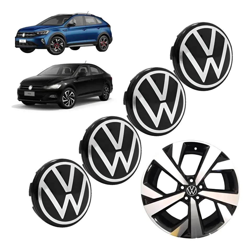 Juego de Tapas Centro de Llanta VW – Diseño Moderno Negro (56mm)