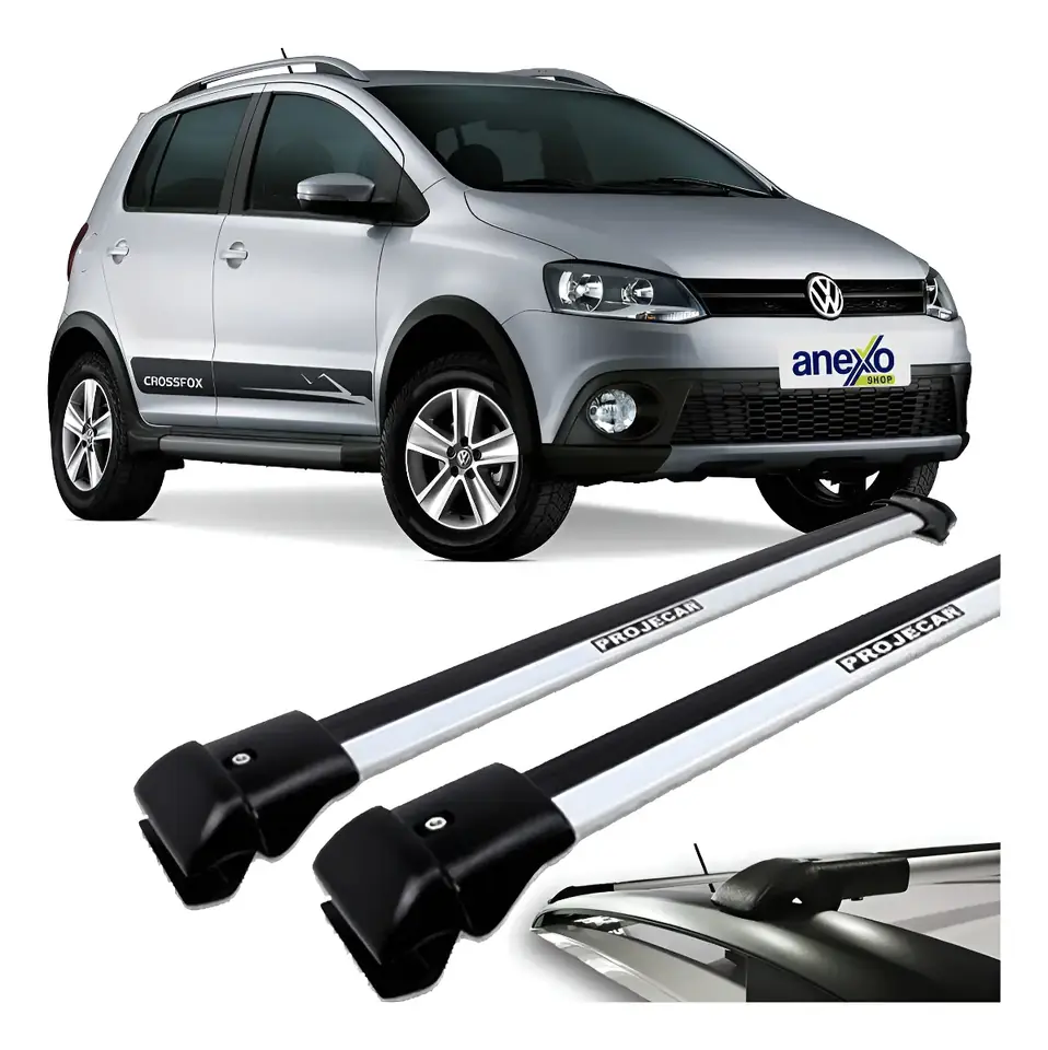 Barras transversales de portaequipajes para VW Crossfox 2005-2017, plateadas, par de perfil bajo