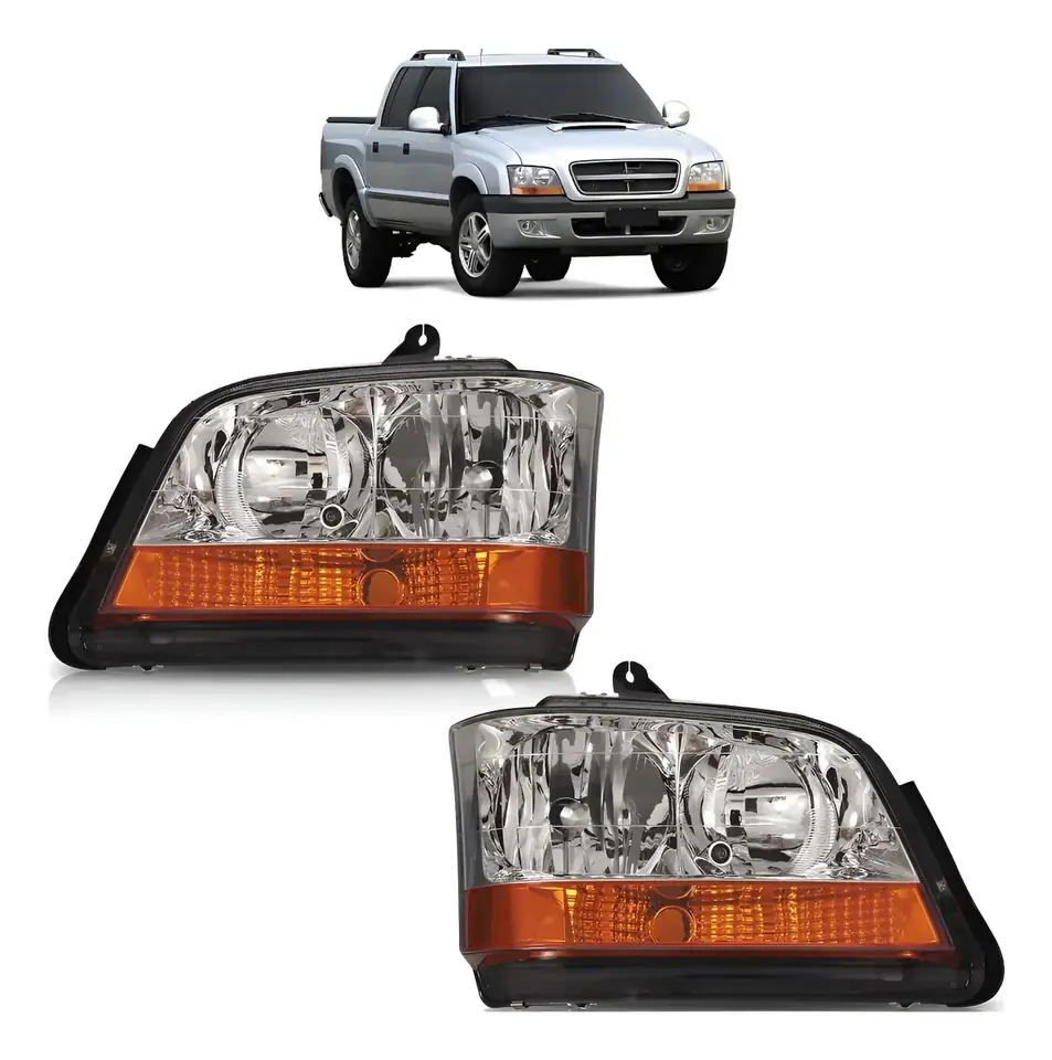 Par Farol S10 Blazer 2001 2002 2003 Máscara Cromada