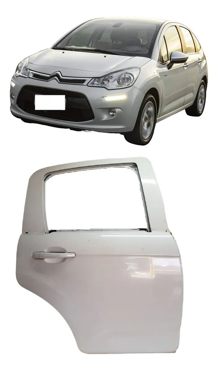 Puerta trasera derecha Citroën C3 2013 a 2021 sin detalle (usado)