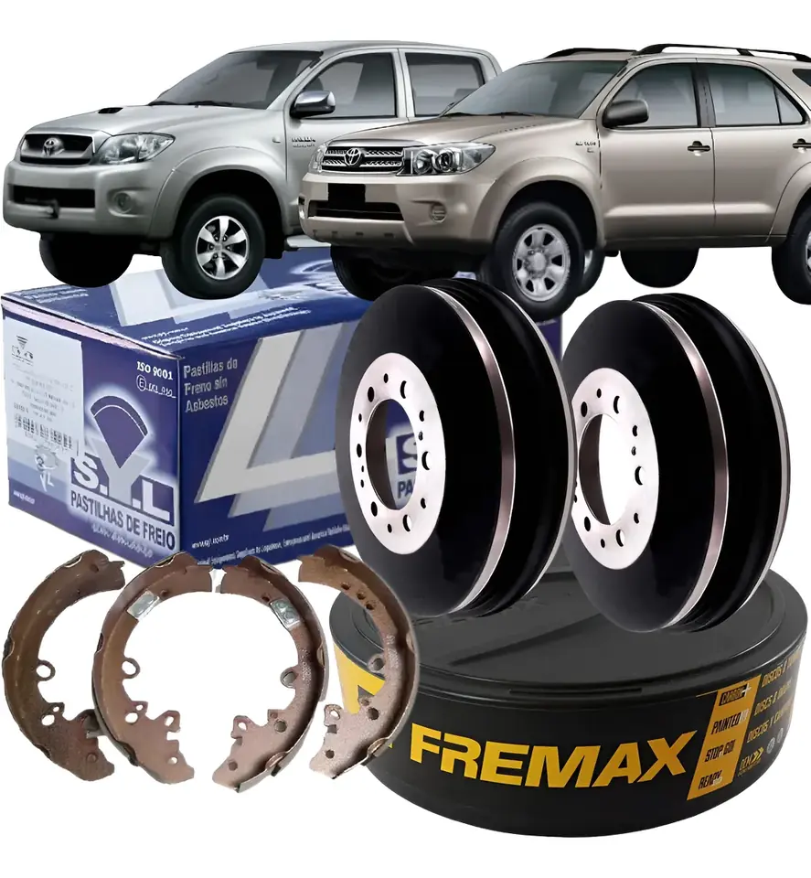 Par Tambor Freno Trasero + Juego Zapatas Hilux Sw4 2005 2015