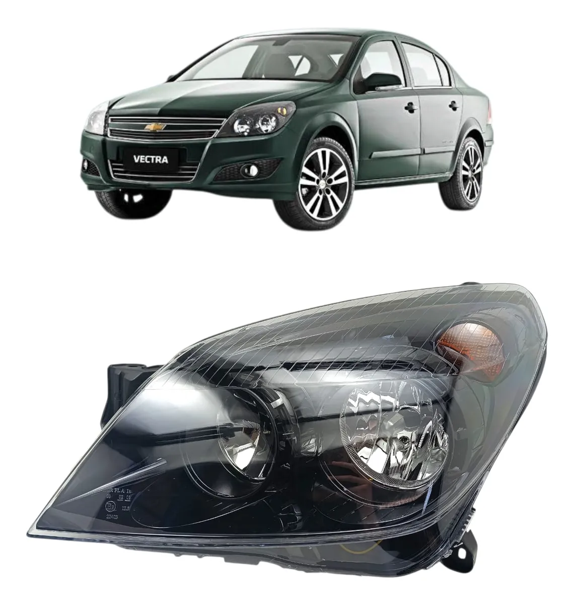 Farol delantero izquierdo para Vectra 2009-2011, eléctrico, con máscara negra