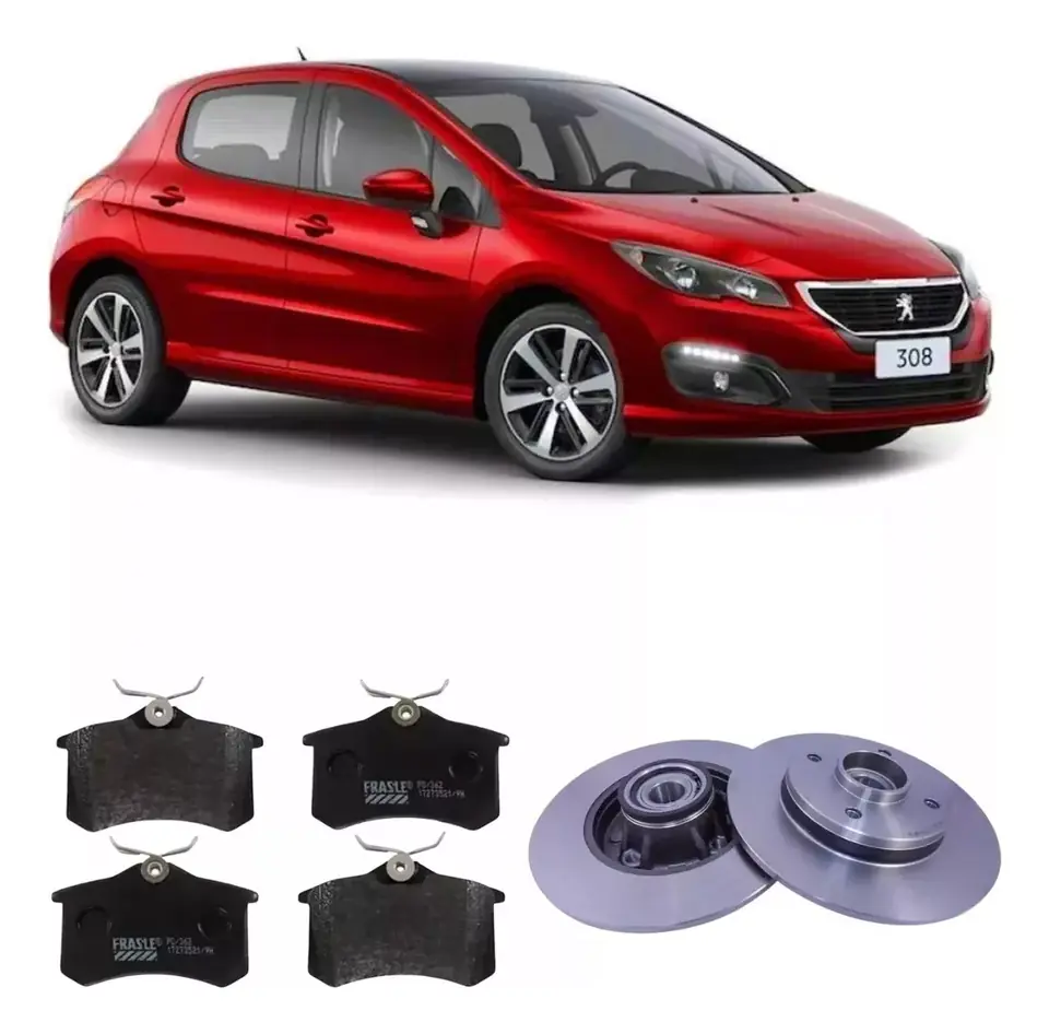 Pareja Disco Freno + Pastilla Trasera Peugeot 308 2012 al 2016