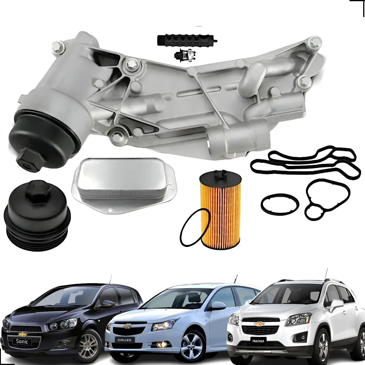Enfriador de Aceite con Soporte – Kit Completo para Chevrolet Cruze, Sonic y Tracker