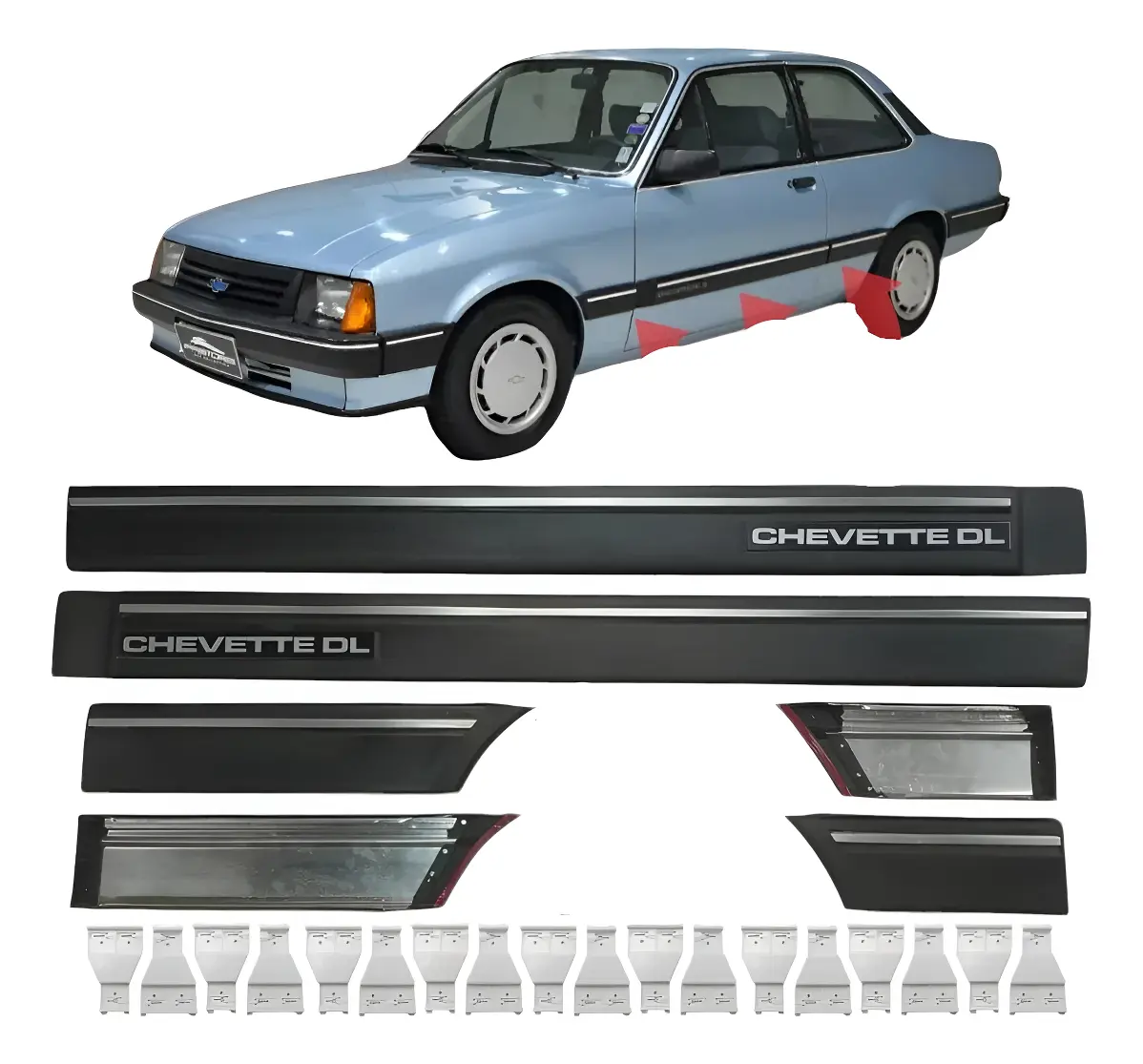 Kit de Frisos / Molduras Laterales Engomadas Chevrolet Chevette DL – Puertas