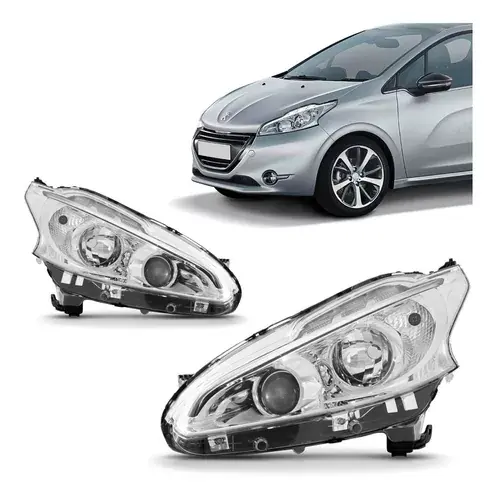 Farol Delantero Izquierdo Peugeot 208 2013 a 2016 Cromado con LED