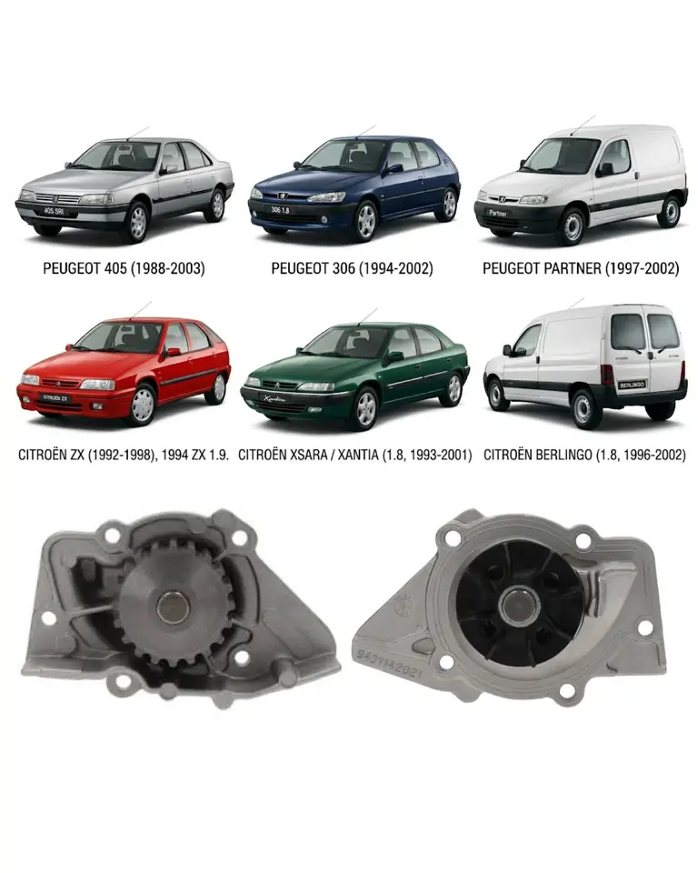 Bomba de Agua VMG - Peugeot 405 / 306 & Citroën ZX / Xsara 1.6 / 1.8 / 1.9 (Modelos 1988 a 2003)