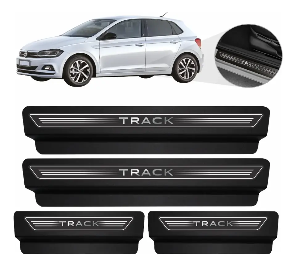 Umbral de puerta protector Gol Polo Track Kit negro 8 piezas