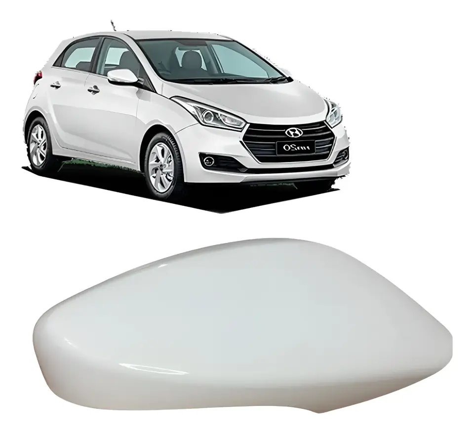 Cubierta de espejo retrovisor para HB20 2012 a 2019 con orificio, color blanco