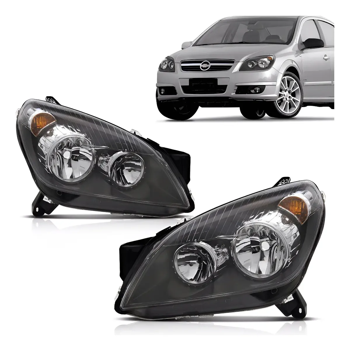 Par Farol Delantero Vectra 2006 A 2008 Máscara Negra