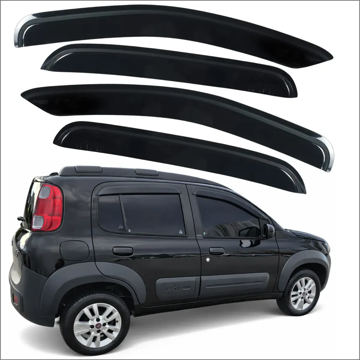 Deflectores de Lluvia para Fiat Uno Way 2010-2023 4 Puertas – Acrílico Ahumado