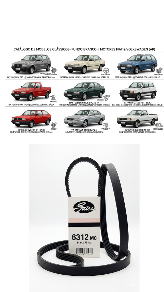 Correa en V Gates 6312MC (Micro-V® / Línea Automotriz)
