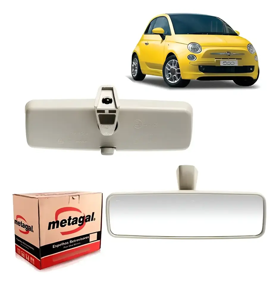 Espejo retrovisor interior gris para Fiat 500, metal original