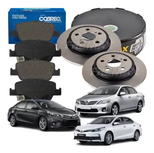 Kit Discos + Pastillas Traseras Toyota Corolla 1.8 2.0 2016