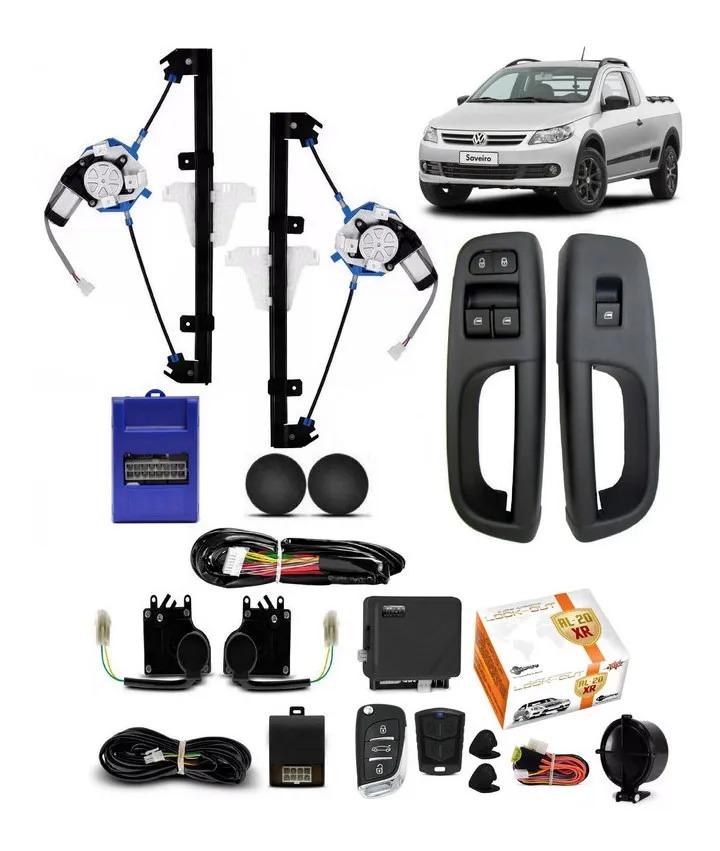 Kit levantavidrios Saveiro G5 + Cierre Centralizado + Alarma