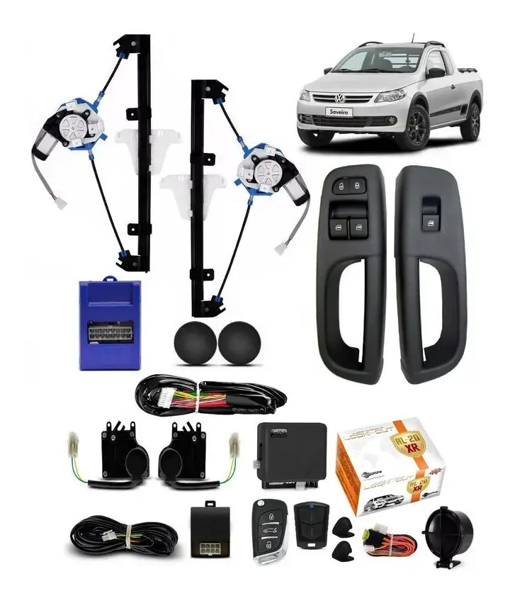 Kit levantavidrios Saveiro G5 + Cierre Centralizado + Alarma