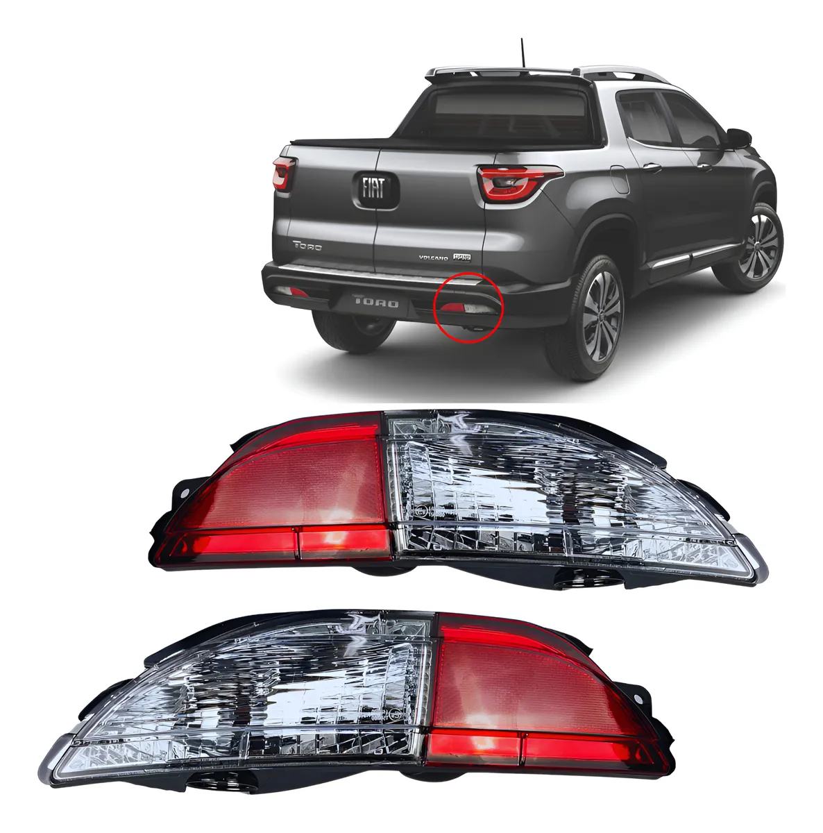 farol marcha tras paragolpe Trasero  Fiat Toro 2016 2017 2018 2019 Hasta 2024