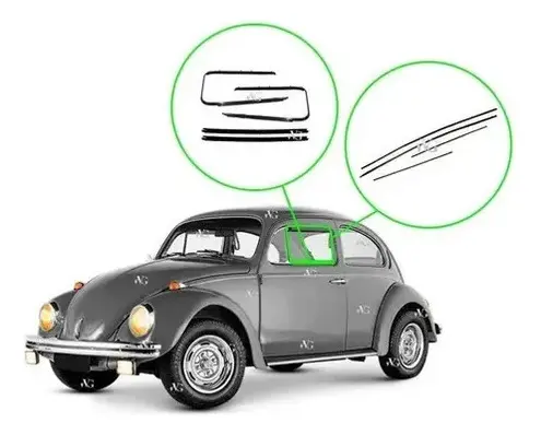Kit de burletes y canaletas de goma para ventanas del VW Beetle (a partir de 1971)