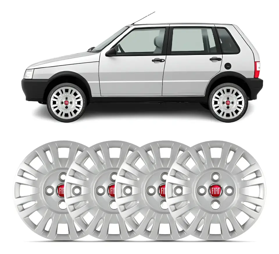 Juego De 4 Tapacubos 13 Fiat Uno Fire Con Emblemas