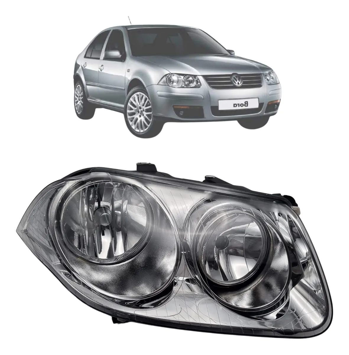 Faro delantero Bora 2008 2009 2010 2011 2012 doble cromado (precio unitario derecho/izquierdo) MARCA FITAM
