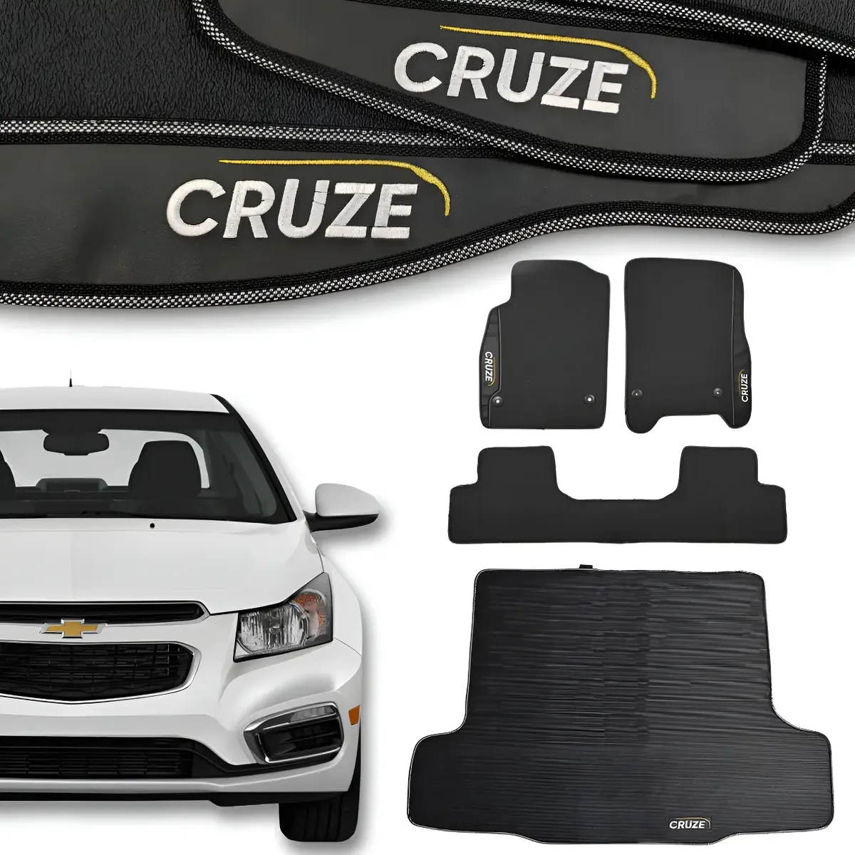 Kit Tapetes Emborrachados + Tapete para Baúl Chevrolet Cruze 2011 a 2016