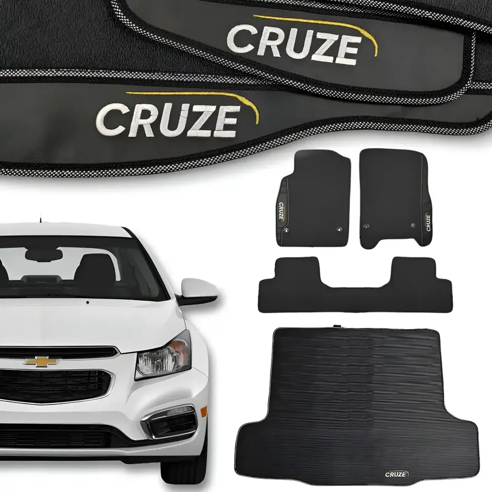 Kit Tapetes Emborrachados + Tapete para Baúl Chevrolet Cruze 2011 a 2016