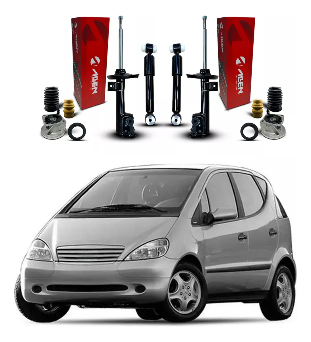 Kit de suspensión de 4 amortiguadores Mercedes Clase A190 1999 a 2005