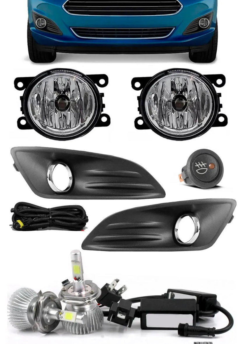 Kit Faros Milha Neblina Nuevo Fiesta 2013 A 2017 + Kit LED