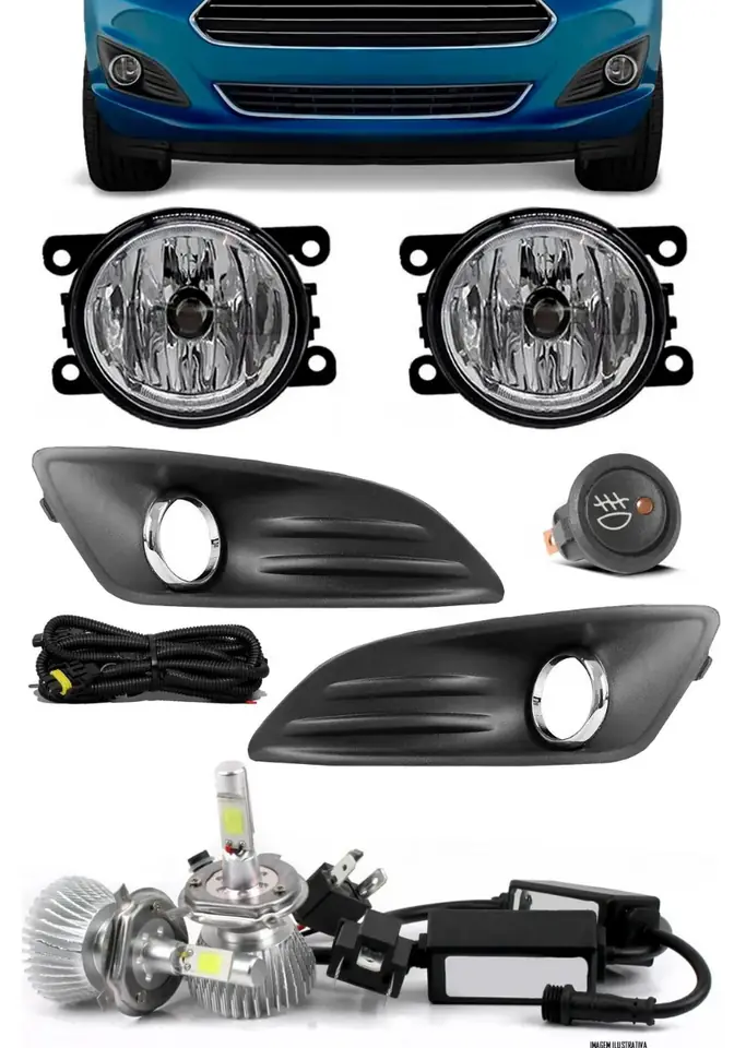 Kit Faros Milha Neblina Nuevo Fiesta 2013 A 2017 + Kit LED